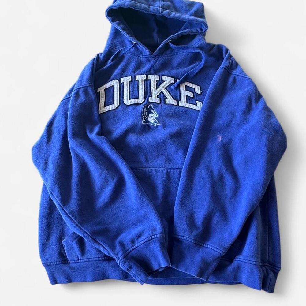Duke Blue Devils Hoodie Mens Large Blue NCAA Basketball Old Varsity Sweatshirt